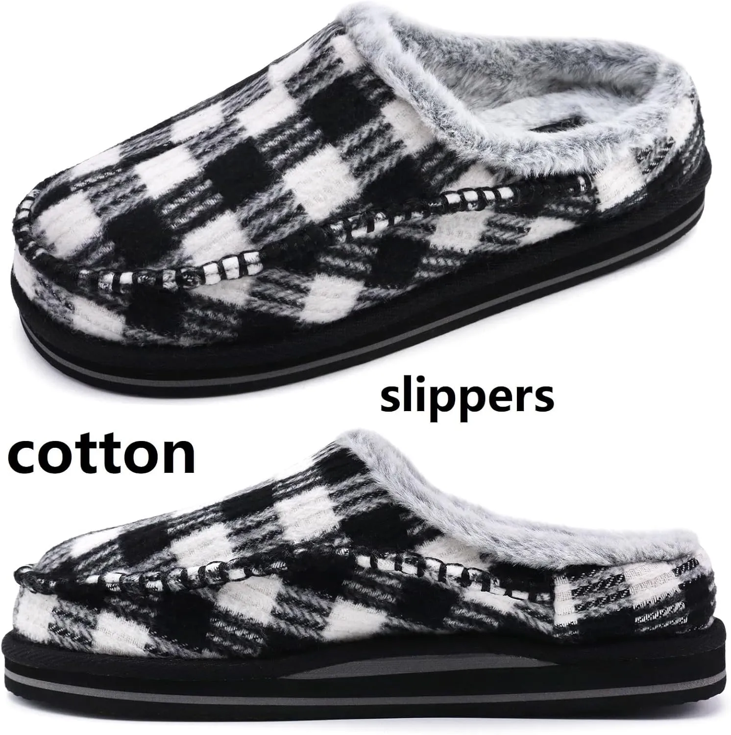 KuaiLu Mens Clog Slippers with Arch Support Suede Faux Fur Memory Foam Warm House Shoes Comfortable Slip-on Mans Bedroom Indoor Outdoor Slippers Rubber Sole Size 7-16