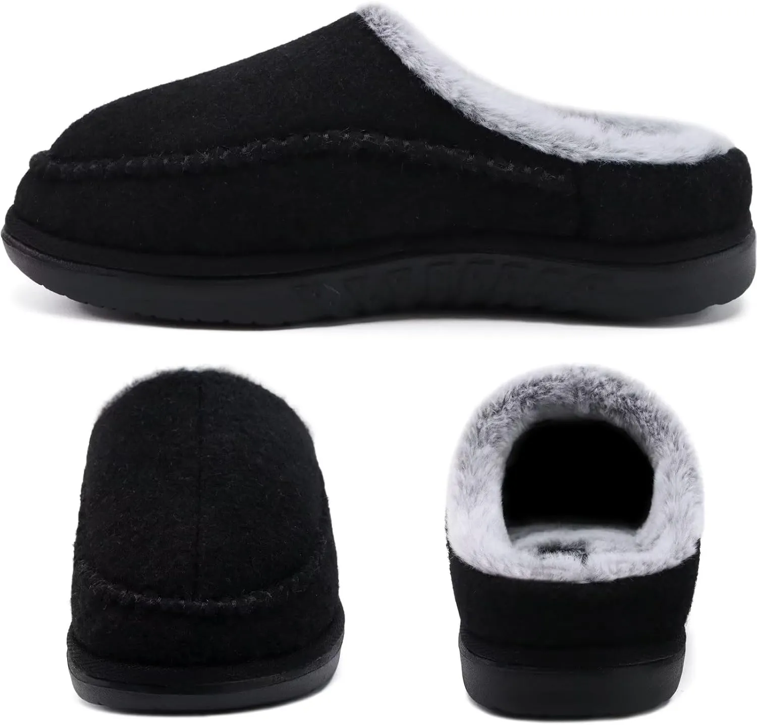 KuaiLu Mens Clog Slippers with Arch Support Suede Faux Fur Memory Foam Warm House Shoes Comfortable Slip-on Mans Bedroom Indoor Outdoor Slippers Rubber Sole Size 7-16