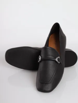 Ladies Hadleyy Buckle Detail Loafer - Black