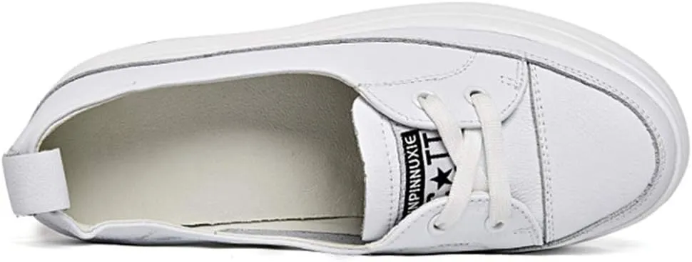 Ladies Internal Increase Sneaker, White Slip On Low-Top Casual Urban Work Sports Shoes,White A- 36/UK 3/US 5