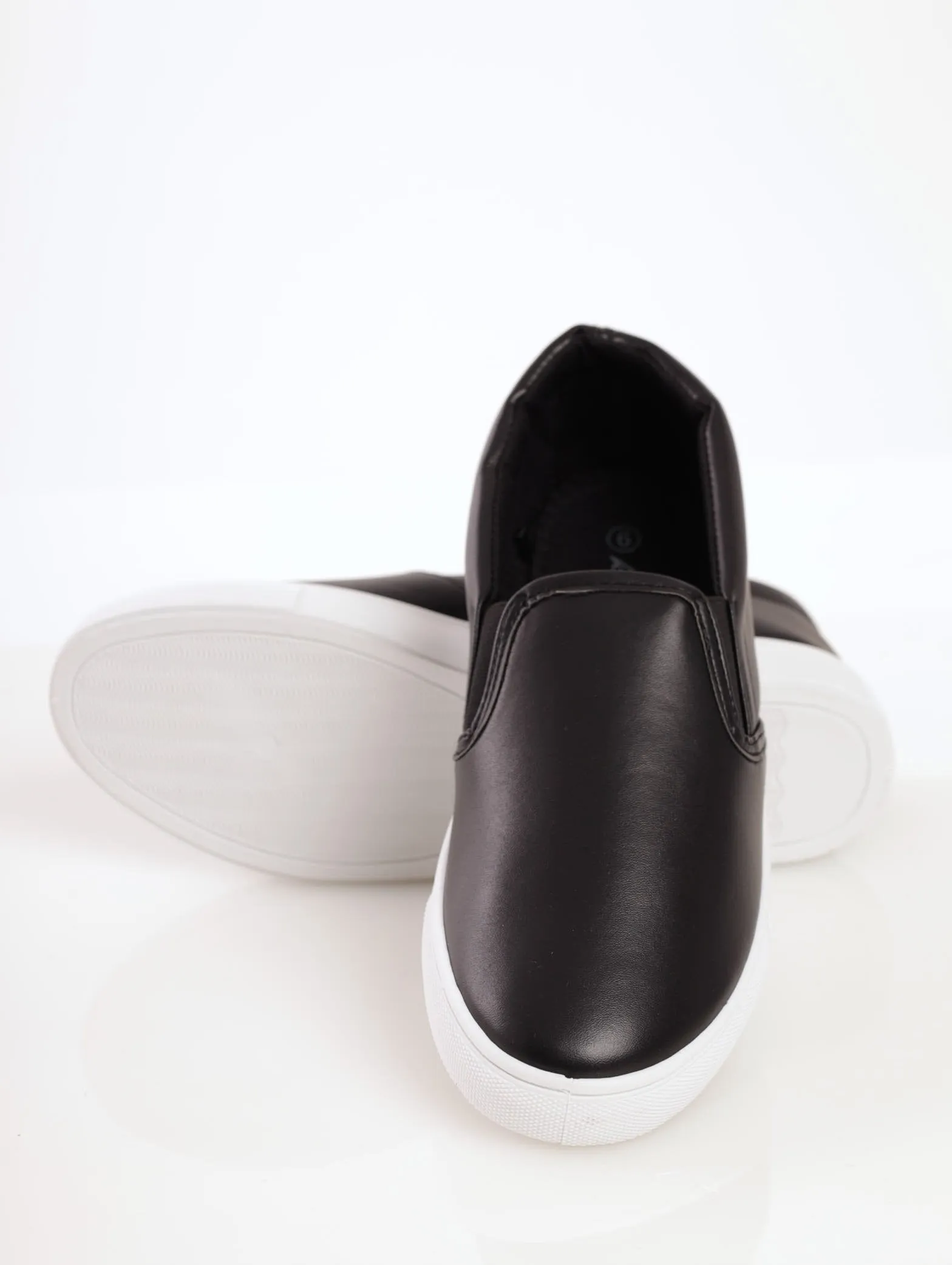 Ladies Slip-On Plimsole Sneaker - Black