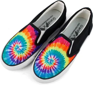 Laforst Womens Grand Prix Classic Slip-On Core Classics Canvas Low Top Fashion Sneaker Orange Tiedye