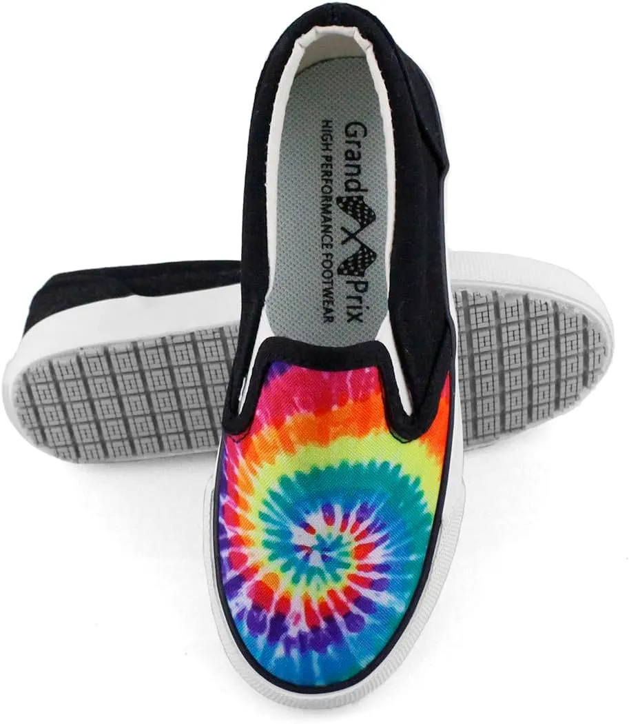 Laforst Womens Grand Prix Classic Slip-On Core Classics Canvas Low Top Fashion Sneaker Orange Tiedye