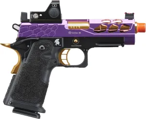 Lancer Tactical STRYK Hi-Capa 4.3 Gas Blowback Airsoft Pistol with Red Dot Mini Sight (Black/Purple)