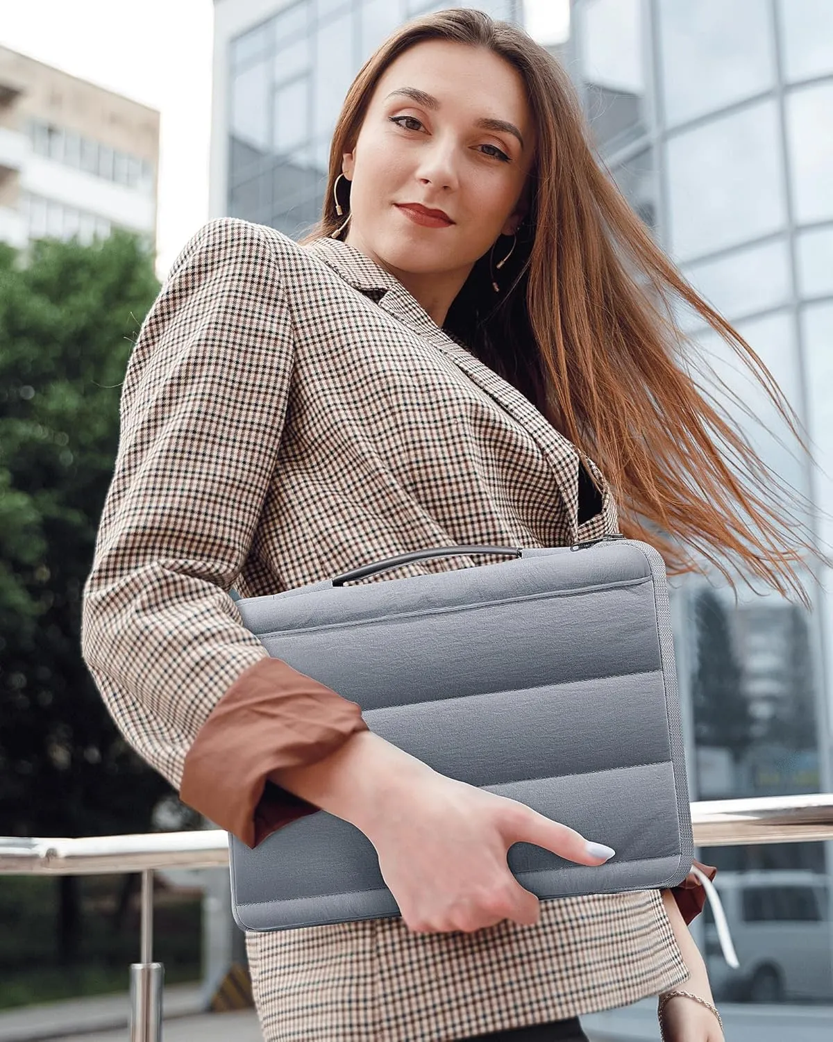 Laptop Carrying Case 14 Inch Compatible with MacBook, Dell, HP, Lenovo, ASUS, Laptop Bag with 2 Pockets & Handle, Lightweight & Water-Resistant, Gray