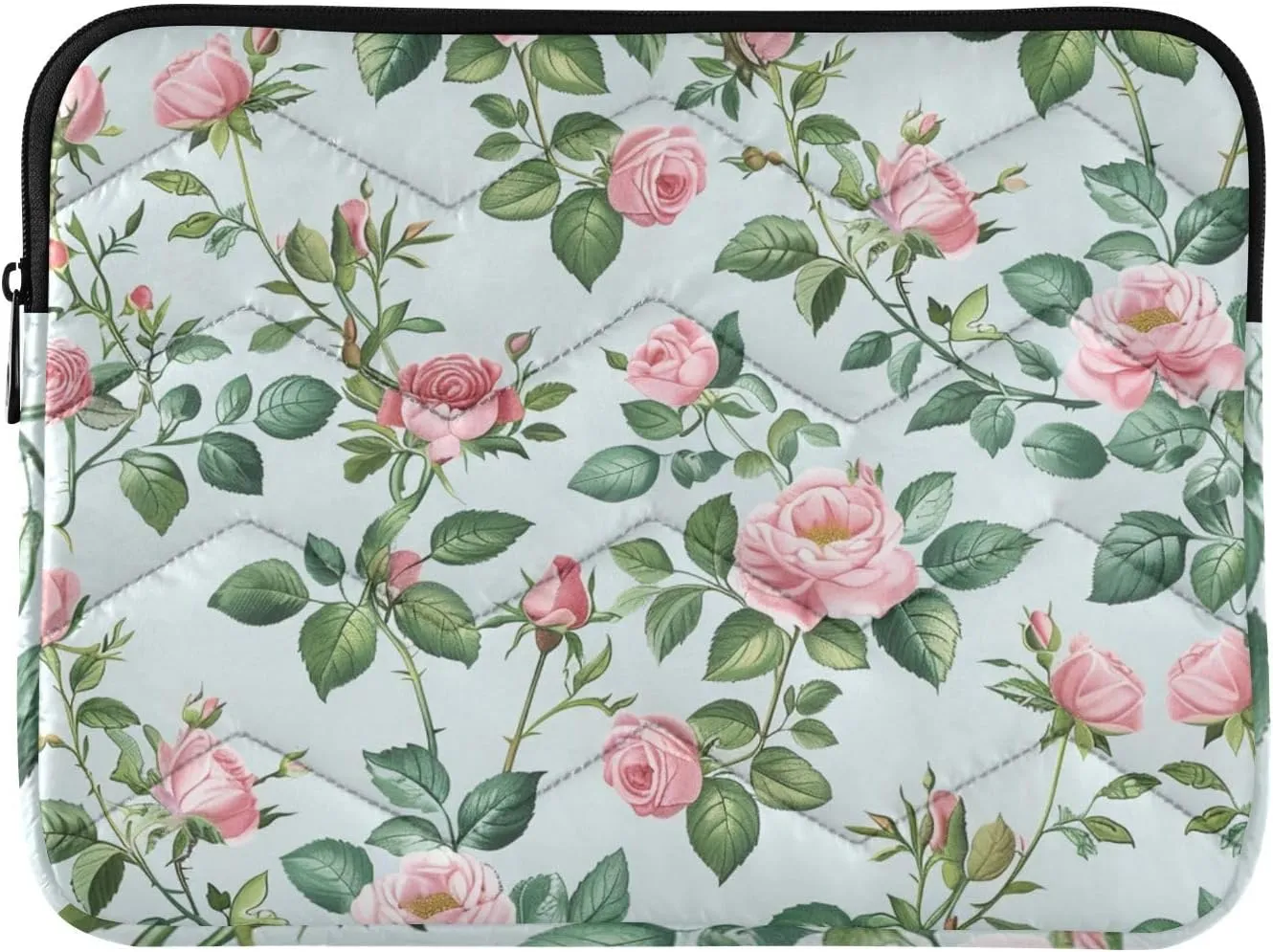 Laptop Sleeve Case 13-14 Inch Lightweight Laptop Case Greenish-Peach Vintage Roses Tablet Briefcase Carrying Bag for Travel Business