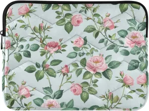 Laptop Sleeve Case 13-14 Inch Lightweight Laptop Case Greenish-Peach Vintage Roses Tablet Briefcase Carrying Bag for Travel Business