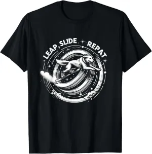 Leap, Slide, Repeat - Dynamic Snowboarding Dog Adventure Tee T-Shirt