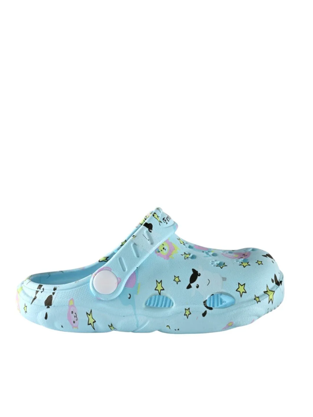 Light Blue Comfort Clogs with Whimsical Animal Print for Boys