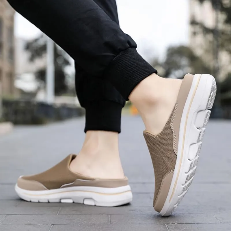 LLTMALL Men's Backless Mesh Walking Mules Shoes Comfort Slip on Garden Clog Slippers