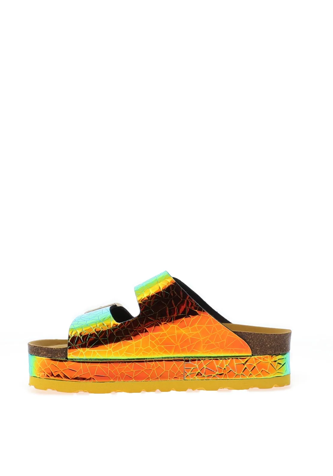 Lodi Bisen Holographic Platform Mule Sandals, Litmus