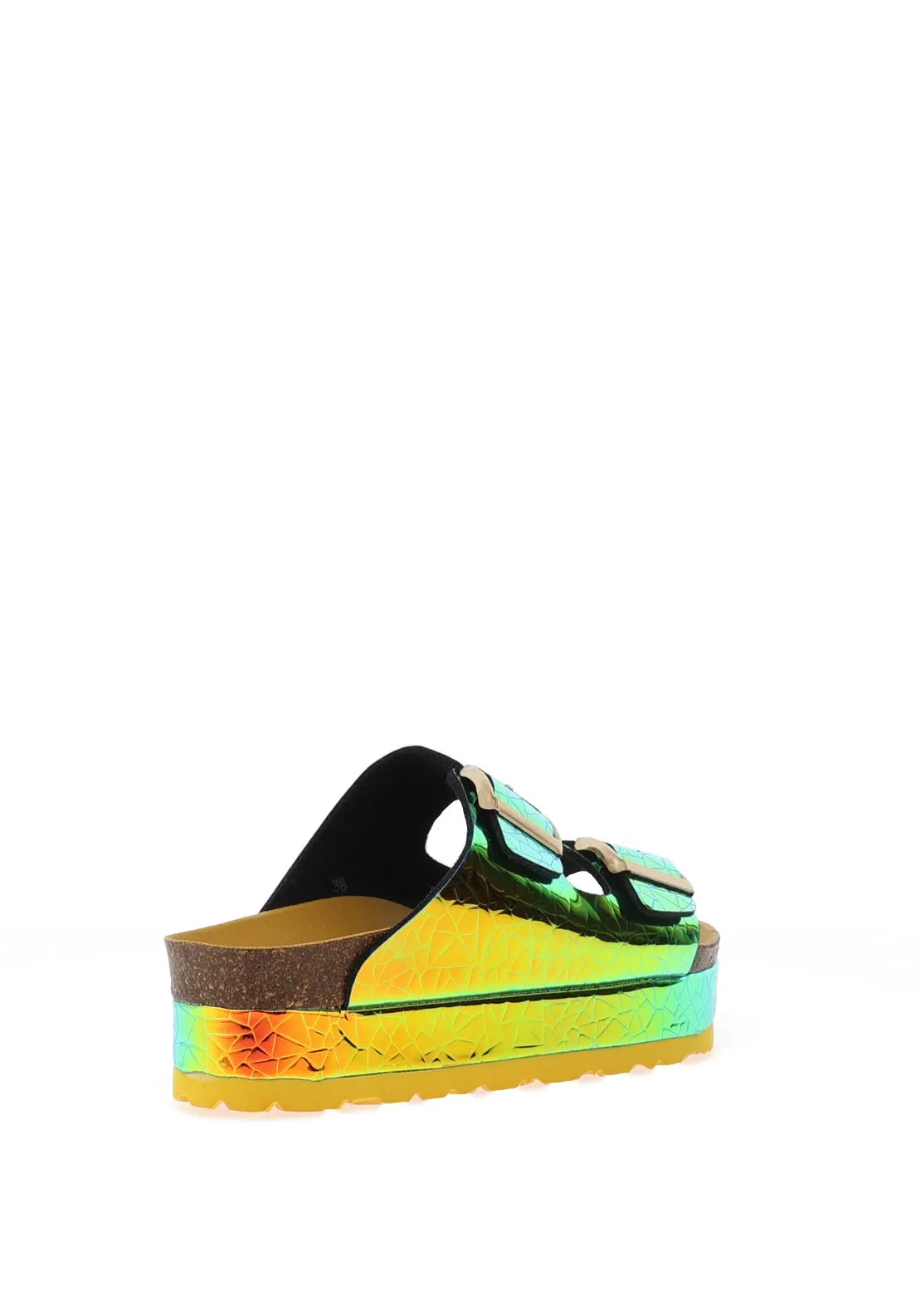 Lodi Bisen Holographic Platform Mule Sandals, Litmus