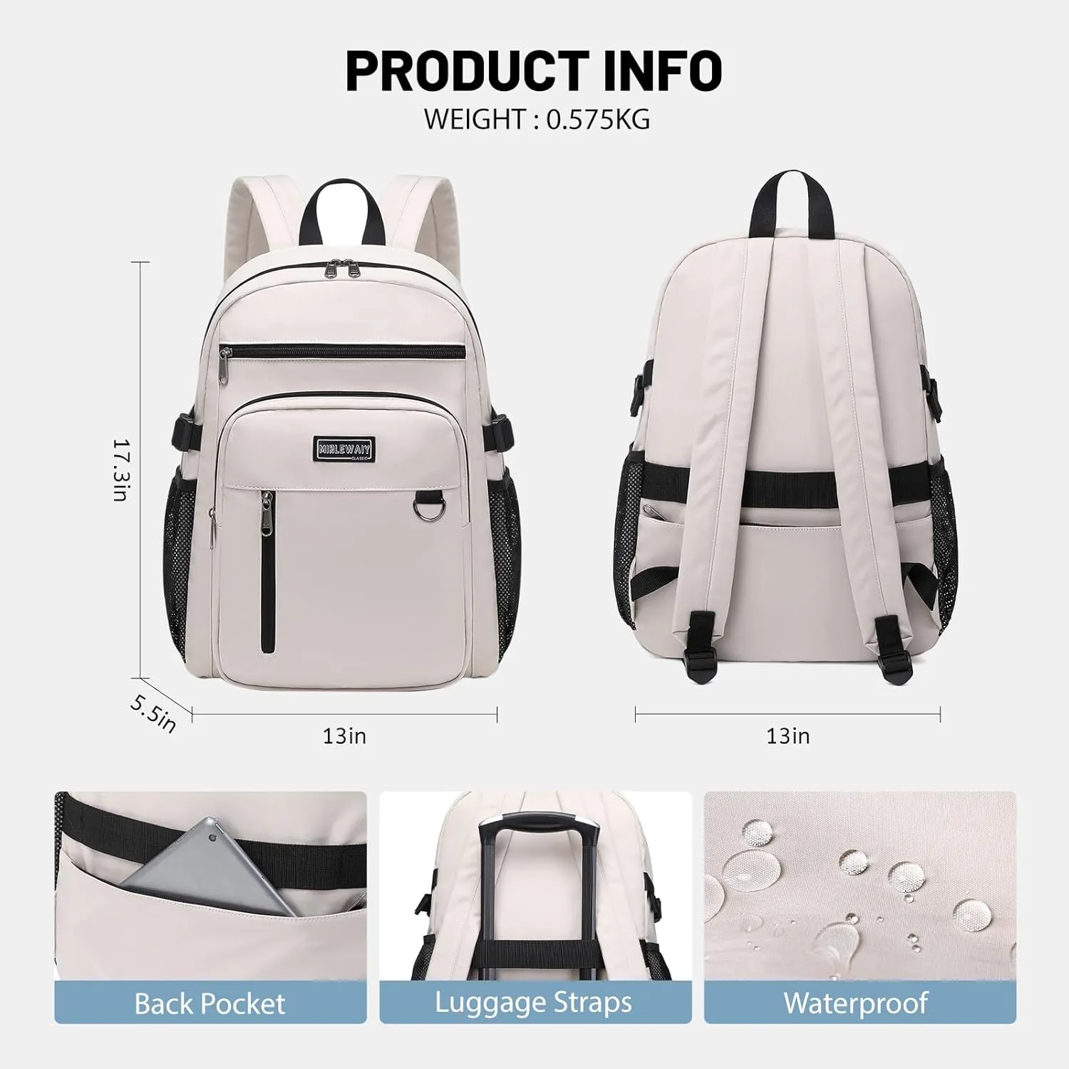 Lohol Lightweight Backpack for Teen Girls Boys, Durable Bookbag with 7 Pockets for School Travel (Green)