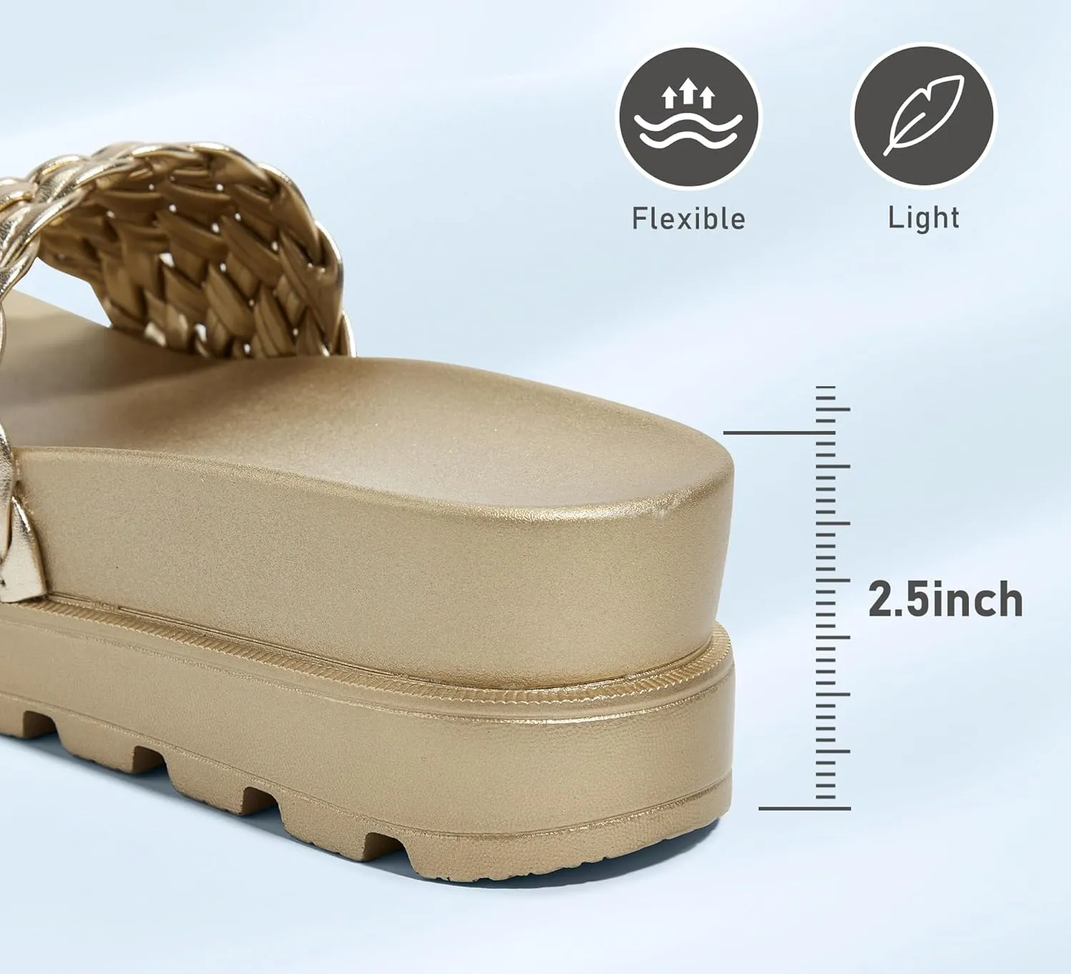 LUCKY STEP Women's Platform Sandals Braided Strap Flatform Slide Open Toe Casual Summer Beach Outdoor Wedge Woven Belt Slipper