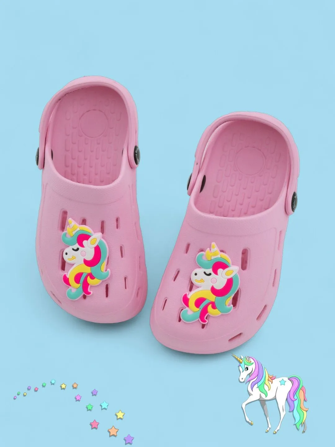 Magical & Dreamy Unicorn Charm Clogs for Girls- Pink