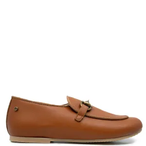 Manuela Brown Leather Buckle Loafer