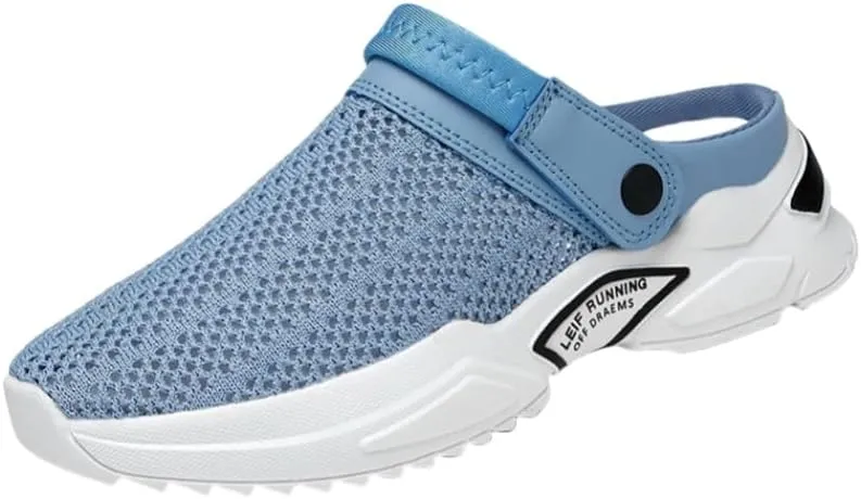 Men's Breathable Knitted Clog, Casual Non Slip Sandals With, Outdoor Walking Shoes For Summer