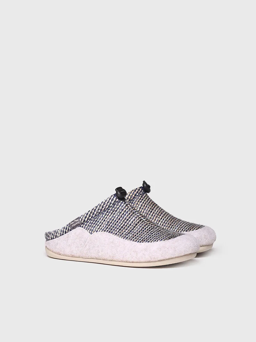 Men's clog-style shoe in fabric and felt in Beige - NADIR-DS