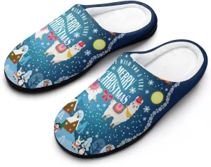Mens House Slippers Women's Christmas Cotton Slippers Memory Foam Clog Slippers Non-Slip Warm Indoor Outdoor Shoes