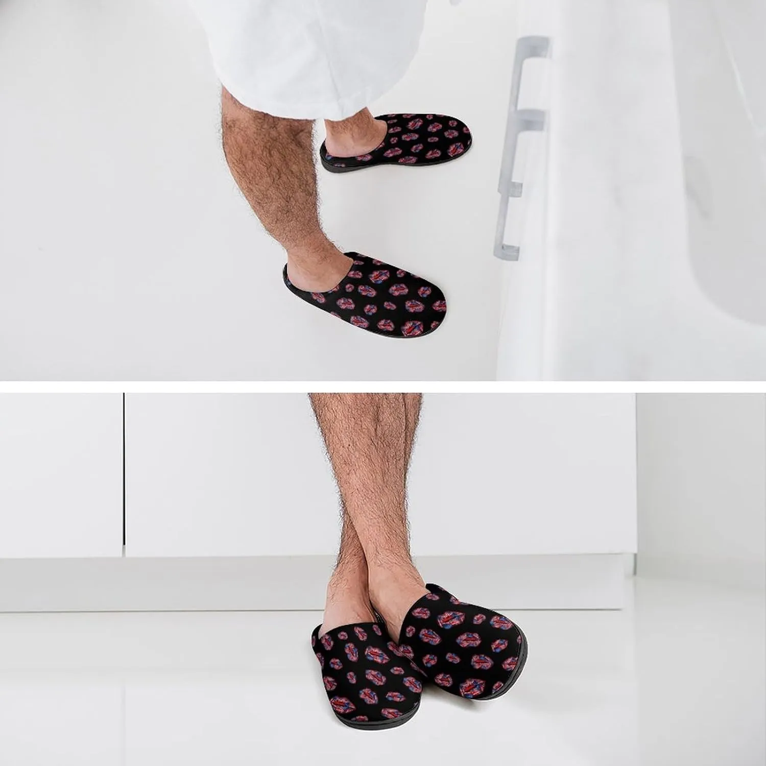 Mens House Slippers Women's Christmas Cotton Slippers Memory Foam Clog Slippers Non-Slip Warm Indoor Outdoor Shoes