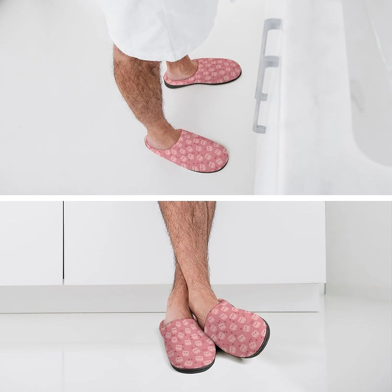 Mens House Slippers Women's Christmas Cotton Slippers Memory Foam Clog Slippers Non-Slip Warm Indoor Outdoor Shoes