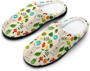 Mens House Slippers Womens Halloween Cotton Slippers Memory Foam Clog Slippers Non-Slip Sole Warm Indoor Outdoor Shoes