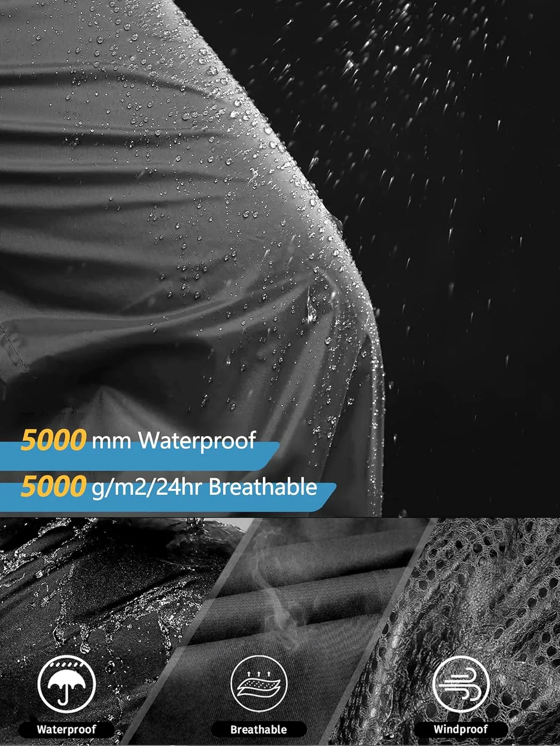 Men's Rain Pants, Waterproof Lightweight Outdoor Trousers for Hiking Fishing Windproof Rain Over Pants