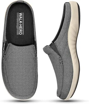 Mens Slippers with Arch Support, Breathable House Slippers for Men with Mesh Lining, Orthopedic Slip On Clog for Plantar Fasciitis, Indoor Outdoor House Shoes with Anti-Skid Rubber Sole