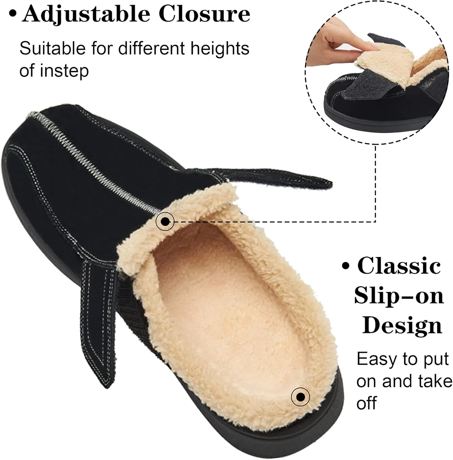 Men's Suede Leather House Slippers Arch Support Non Slip (Size:US 8-US 14.5)