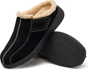 Men's Suede Leather House Slippers Arch Support Non Slip (Size:US 8-US 14.5)