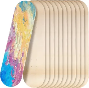 Meooeck 12 Pack Blank Skateboard Decks Bulk 7.9 x 31 Inch Natural 7 Layer Wooden Double Tail Plain Skate Decks for Replacement Art Painting Home Decor