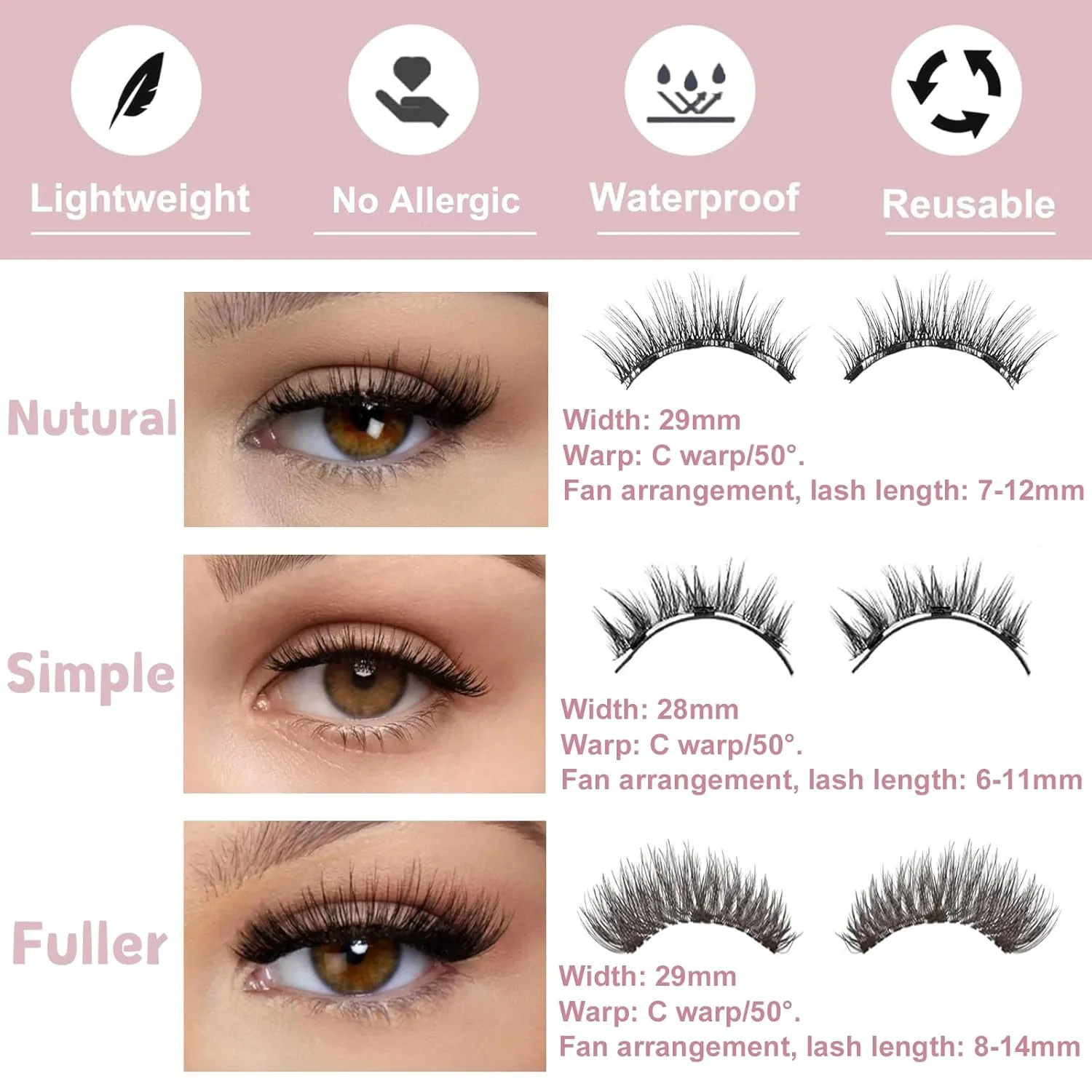 Meylora Magnetic Lashes, Reusable No Glue Needed Eyelashes Kit with Easy Apply Applicator Natural Look for Beginners (Fuller)