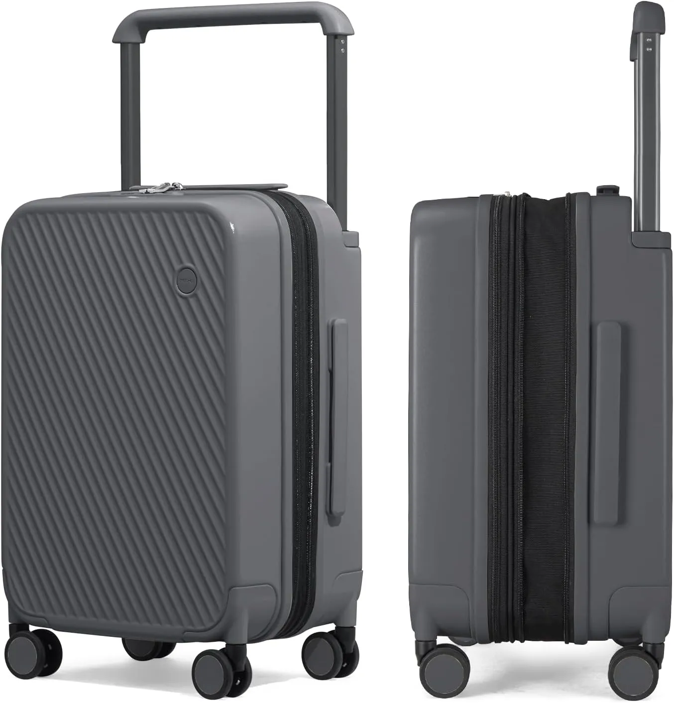 mixi Large Capacity Expandable Carry On Luggage Airline Approved 20'' Lightweight Luggage Wide Handle PC Hardshell Suitcases with Spinner Wheels & TSA Lock, Rock Gray