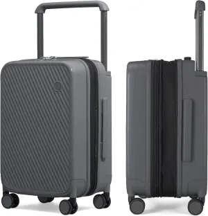 mixi Large Capacity Expandable Carry On Luggage Airline Approved 20'' Lightweight Luggage Wide Handle PC Hardshell Suitcases with Spinner Wheels & TSA Lock, Rock Gray