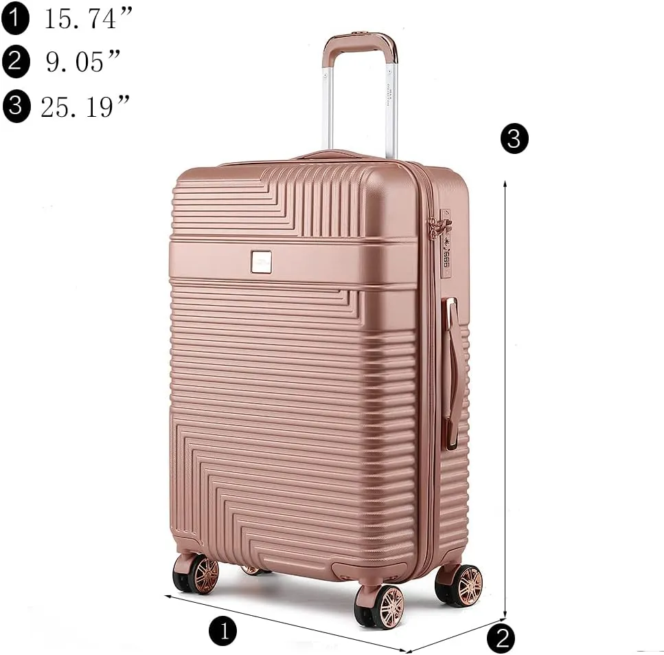 MKF Collection Large Suitcase with wheels, Polycarbonate Fashion Travel bags Spinner Hardshell Lightweight Luggage