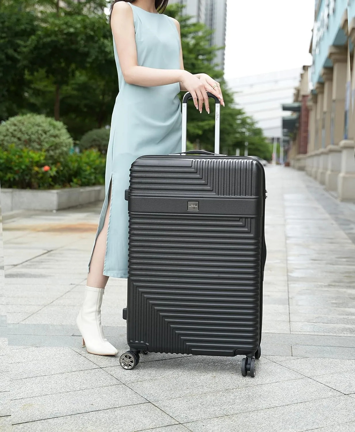 MKF Collection Large Suitcase with wheels, Polycarbonate Fashion Travel bags Spinner Hardshell Lightweight Luggage