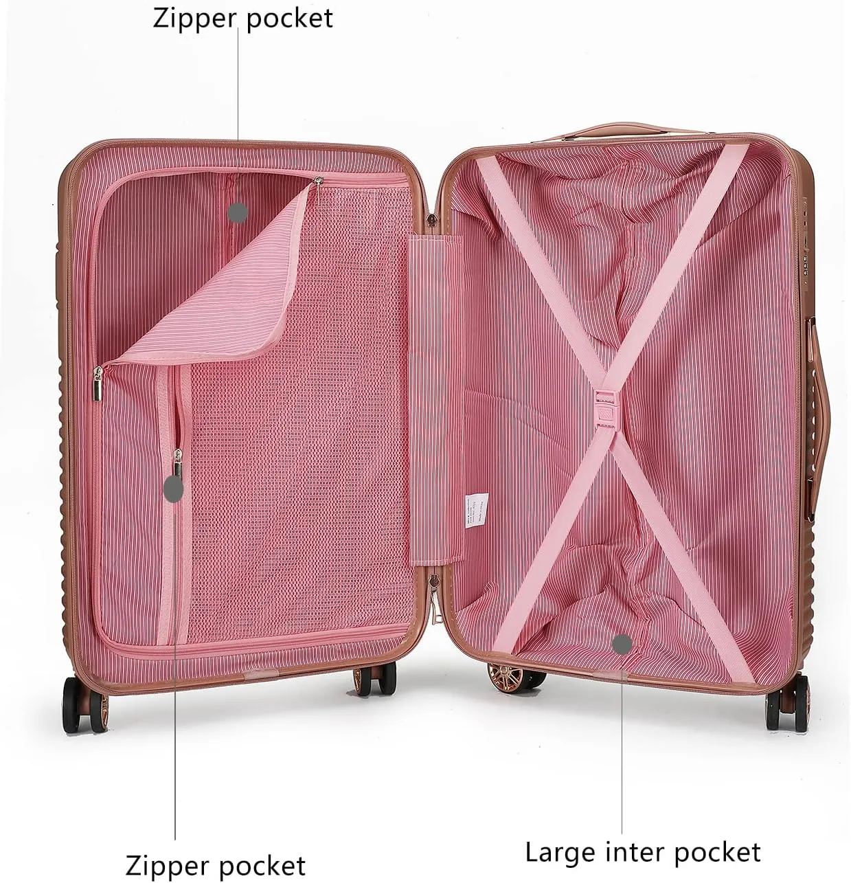 MKF Collection Large Suitcase with wheels, Polycarbonate Fashion Travel bags Spinner Hardshell Lightweight Luggage