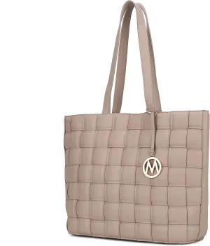 MKF Collection Tote Bag for Women, Vegan Leather Woven Top-Handle Satchel Handbag Purse