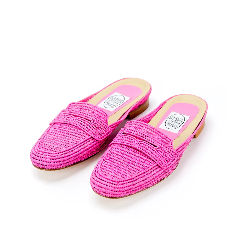 Mocassin Raffia Mule-Pink
