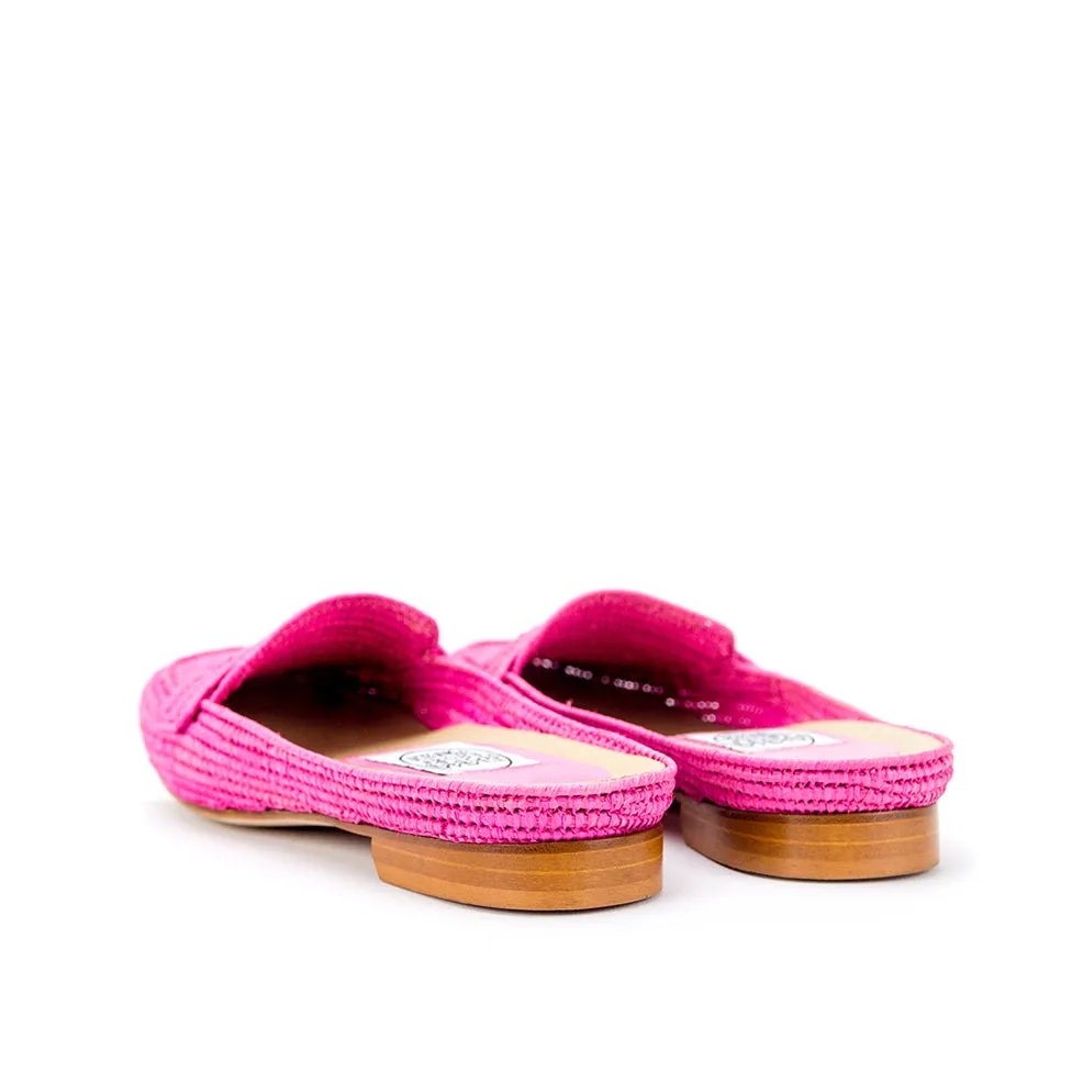 Mocassin Raffia Mule-Pink