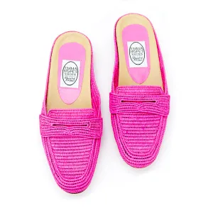 Mocassin Raffia Mule-Pink