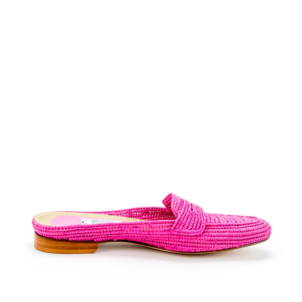 Mocassin Raffia Mule-Pink