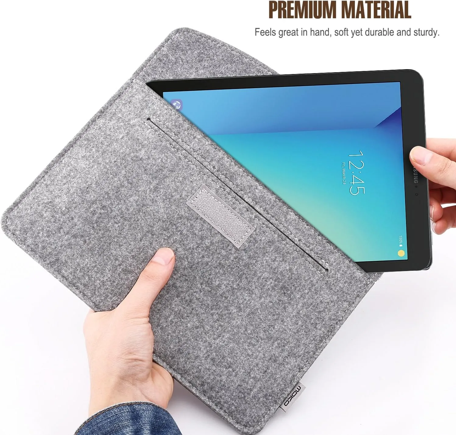 MoKo 9-11 Inch Felt Tablet Sleeve Bag Carrying Case Fits with Tab S8/S9 11", iPad Pro 11 inch, iPad 10th Gen 10.9, iPad 9/8/7th 10.2, iPad Air 5/4th 10.9, iPad Air 3 10.5, iPad 9.7 - Light Gray
