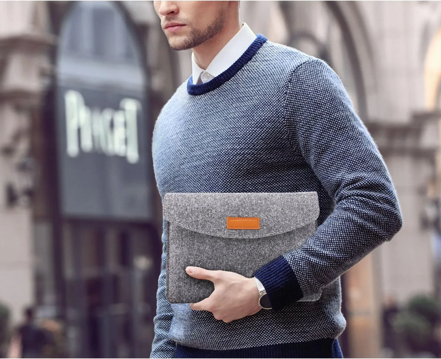 MoKo 9-11 Inch Felt Tablet Sleeve Bag Carrying Case Fits with Tab S8/S9 11", iPad Pro 11 inch, iPad 10th Gen 10.9, iPad 9/8/7th 10.2, iPad Air 5/4th 10.9, iPad Air 3 10.5, iPad 9.7 - Light Gray