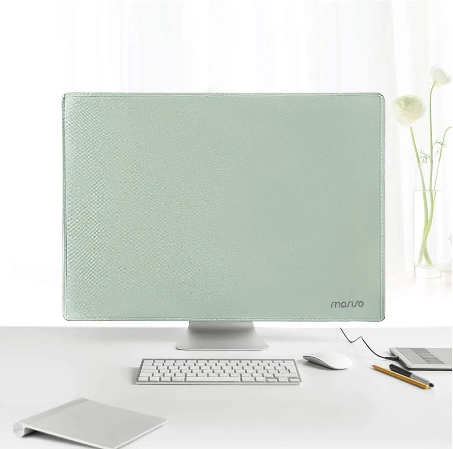 MOSISO Monitor Dust Cover 26, 27, 28, 29 inch Anti-Static Dustproof LCD/LED/HD Panel Case Computer Screen Protective Sleeve Compatible with iMac 27 inch, 26-29 inch PC, Desktop and TV, Antique Green