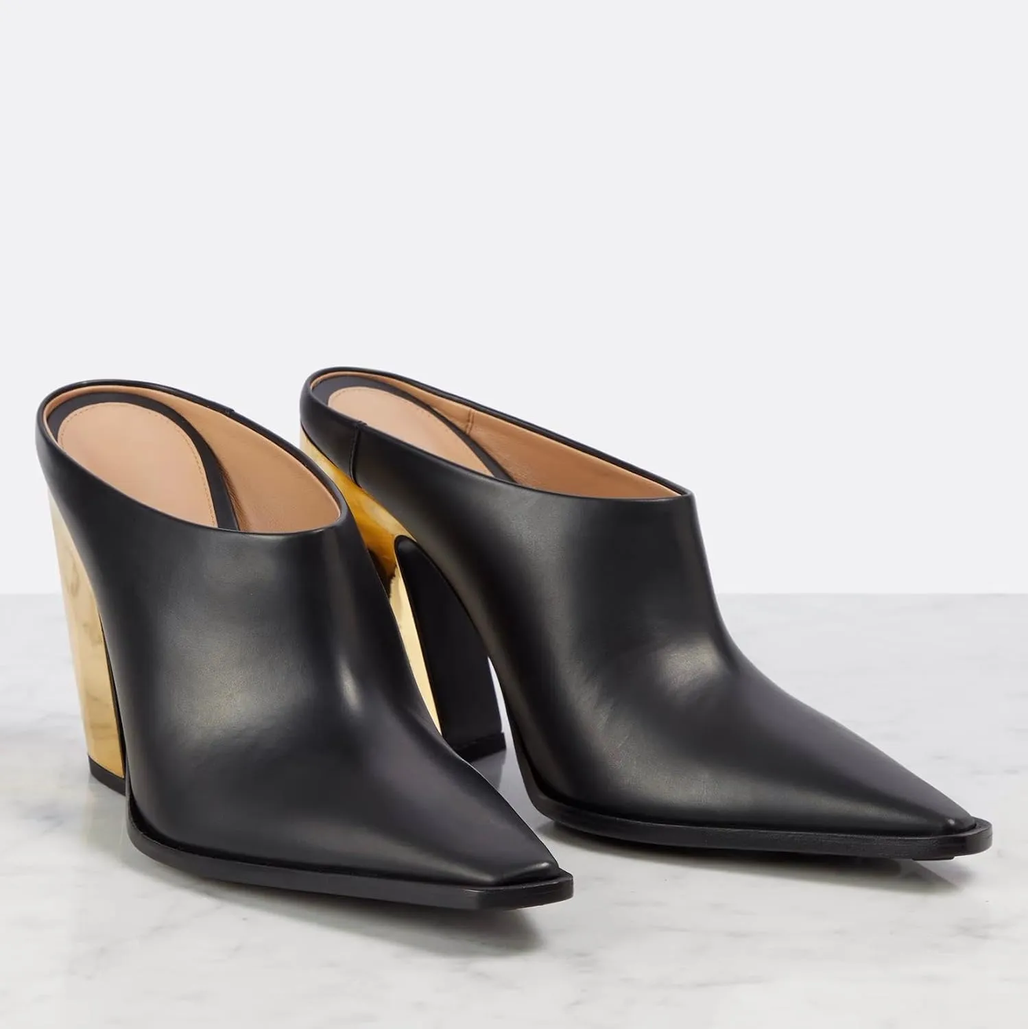 Mules for Women Chunky Heeled Mules Pointed Toe Clogs Slip on Heels Backless Loafers Work Office Casual Shoes