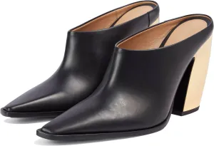 Mules for Women Chunky Heeled Mules Pointed Toe Clogs Slip on Heels Backless Loafers Work Office Casual Shoes