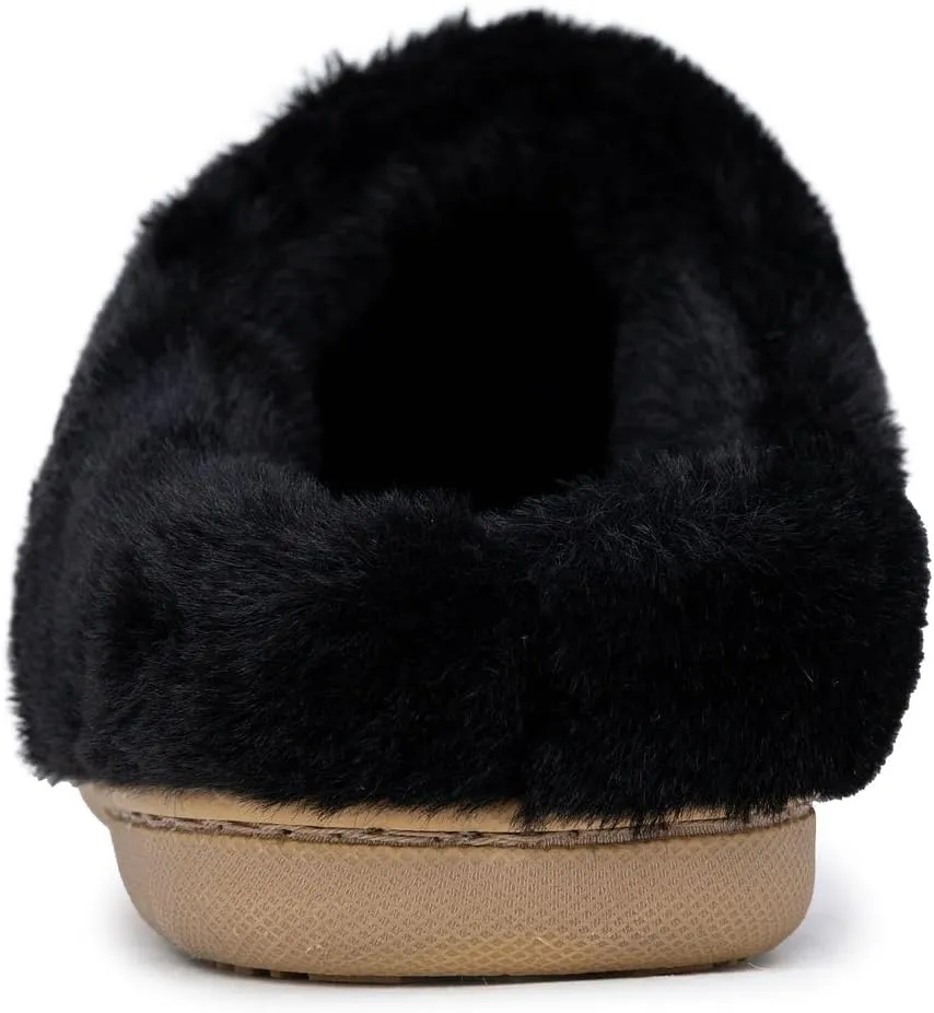 Nautica Women's Cozy Clog Slippers with Plush Faux Fur Collar and Durable Rubber Sole for Indoor & Outdoor Comfort