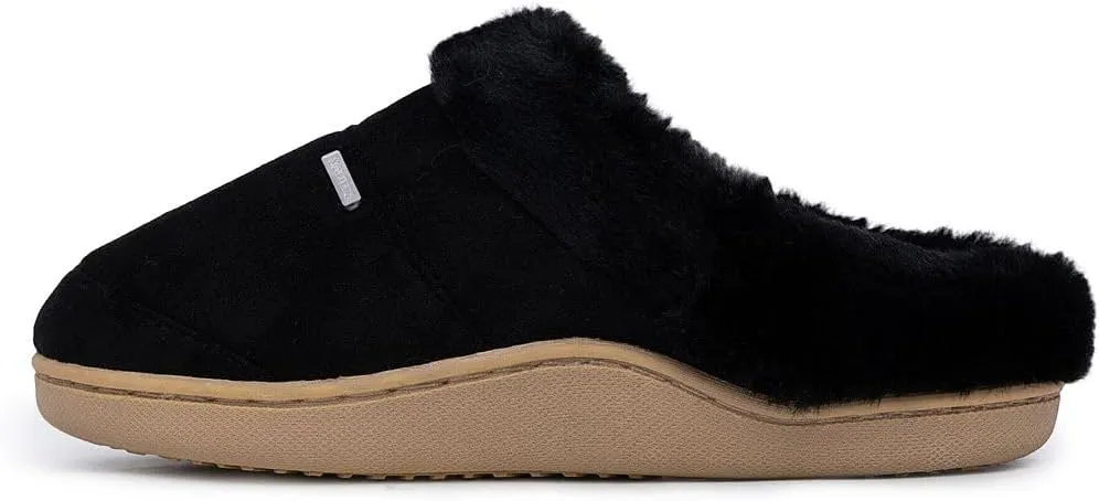 Nautica Women's Cozy Clog Slippers with Plush Faux Fur Collar and Durable Rubber Sole for Indoor & Outdoor Comfort