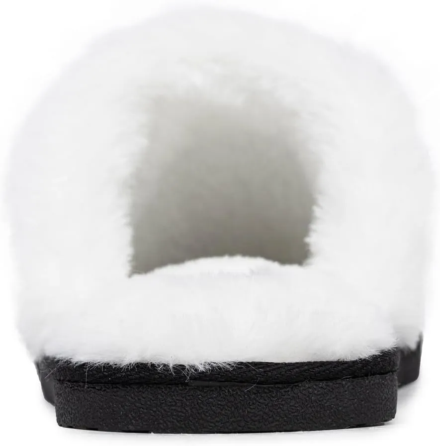 Nautica Women's Cozy Clog Slippers with Plush Faux Fur Collar and Durable Rubber Sole for Indoor & Outdoor Comfort